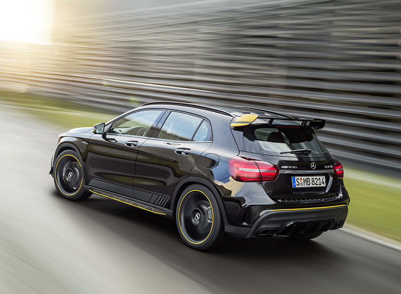 mercedes benz GLA AMG 45 4MATIC Yellow designboom