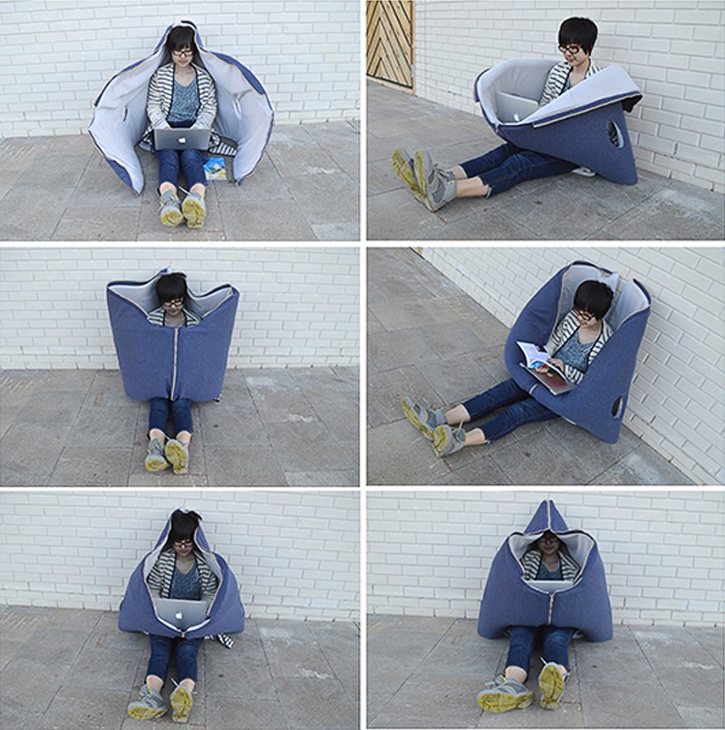 yang zhao introduces sharkman, a wearable furniture for everyday use
