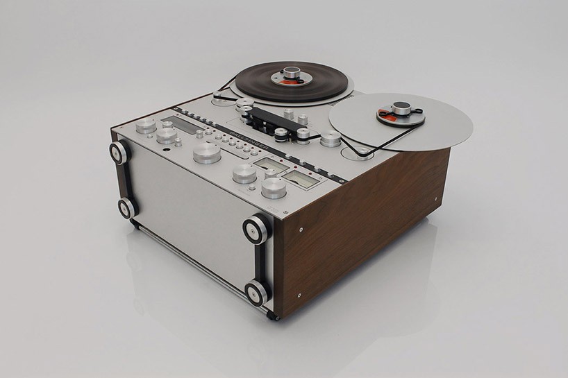ballfinger tape and record players contrast aluminum with wood for a