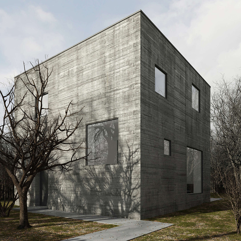 the concrete cube house  in poland  by te architekci