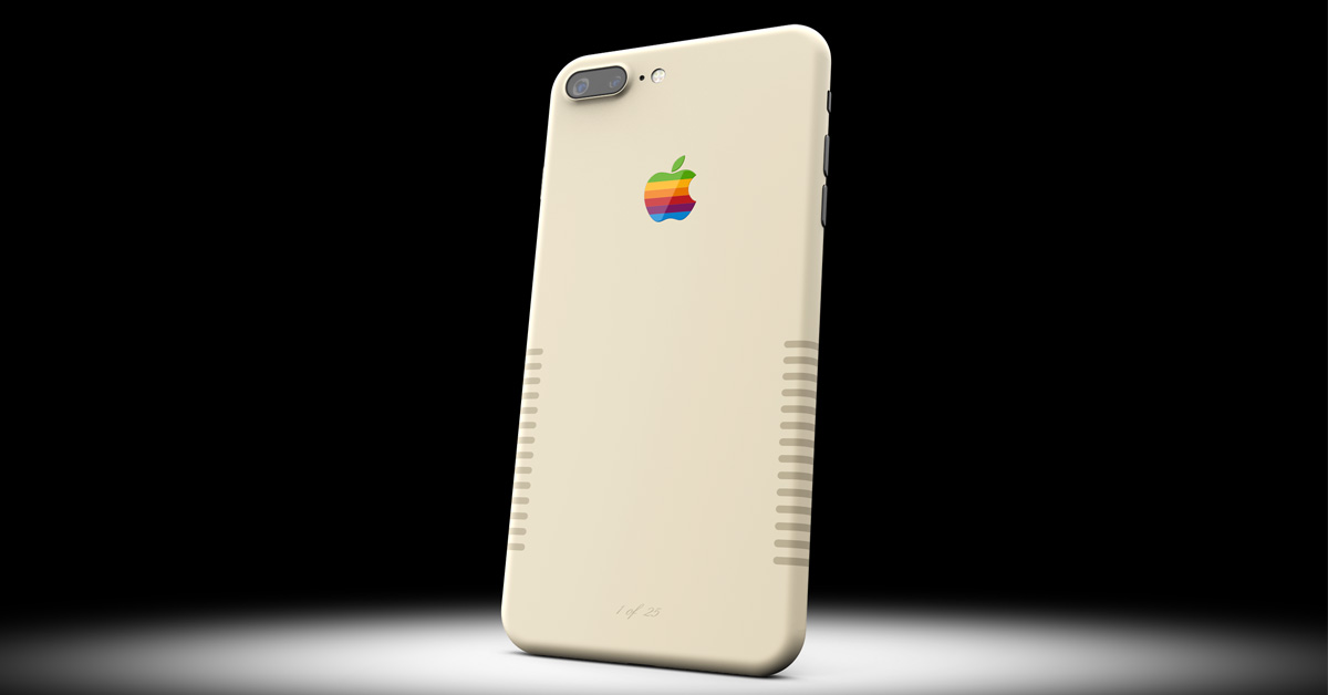 iphone 7 plus retro edition is designed like an 80's apple mac