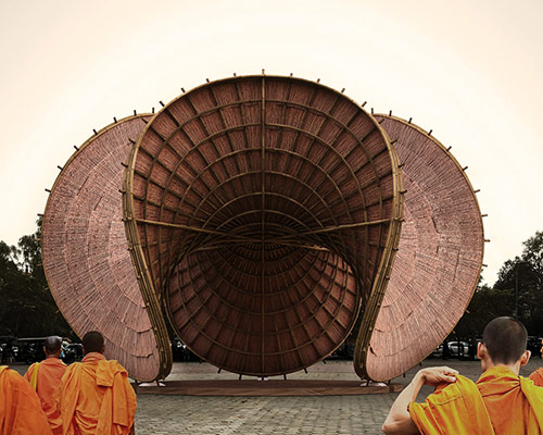 luca poian forms proposes camboo pavilion for international bamboo festival