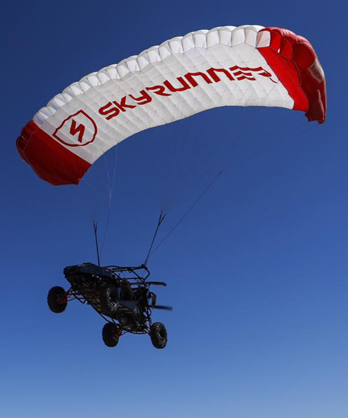 the skyrunner flying buggy fuses an allterrain vehicle with an aircraft