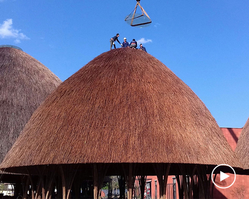 VTN architects' bamboo ceremonial domes under construction in vietnam