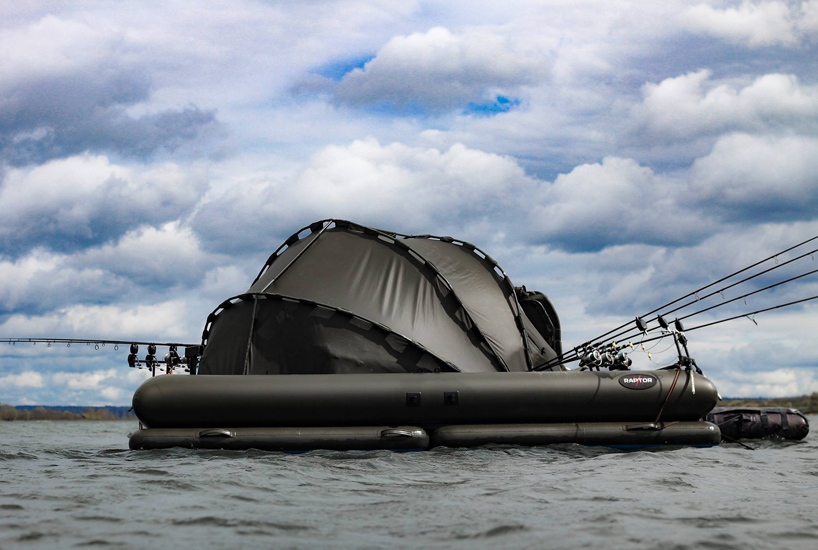 raptor boats fishing platform XL lets you pitch a tent in