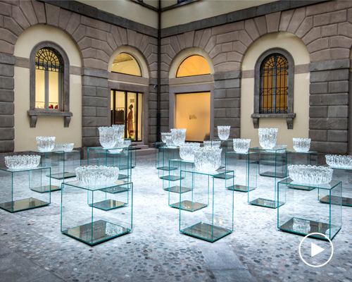 tokujin yoshioka mimics the flow of water in fountain low tables for glas italia