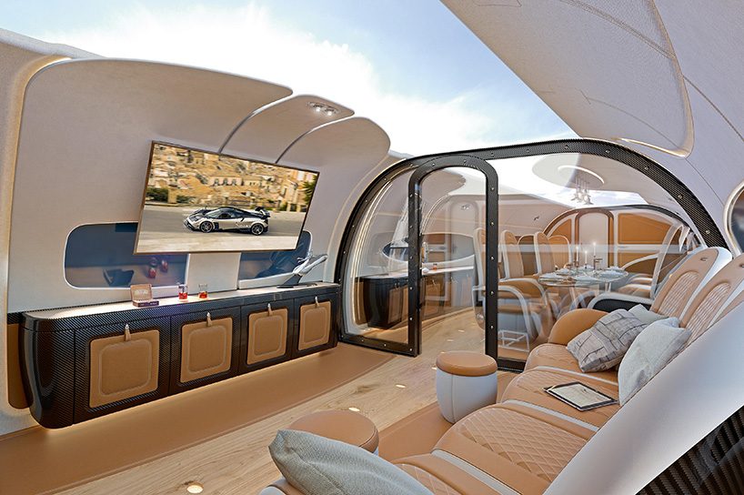 pagani encircles interior for airbus infinito cabin with a full ceiling