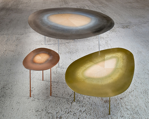 UUfie blends metal and wood in echo table collection at milan design week 2017