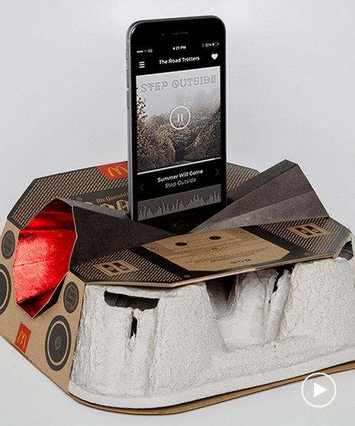 mcdonald's metamorphoses cup holder into recyclable boombox