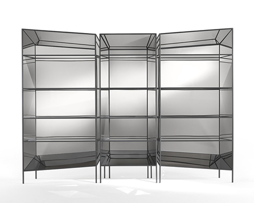 sam baron's cabinet set for JCP UNIVERSE combines geometry with optical illusion