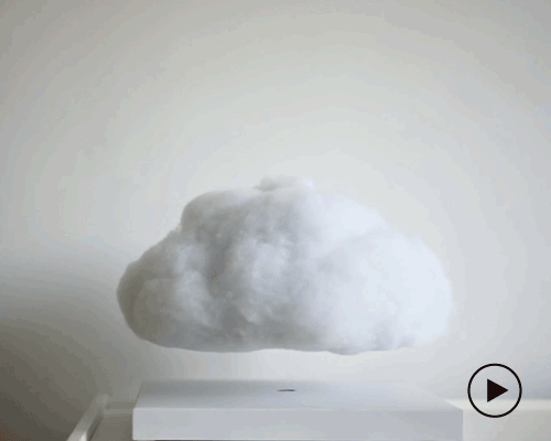 this floating cloud lamp magnetically levitates and pulses as music plays