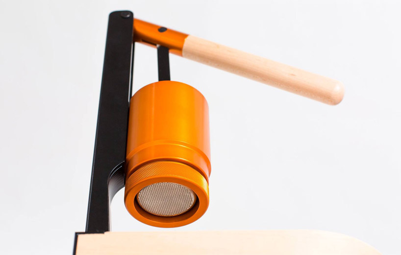 newton espresso machine crafts coffee through minimalist leverpress