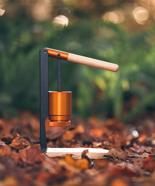 newton espresso machine crafts coffee through minimalist leverpress
