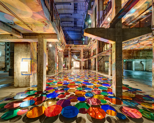 liz west illuminates industrial interior in berlin with 765 mirrors in 15 colors