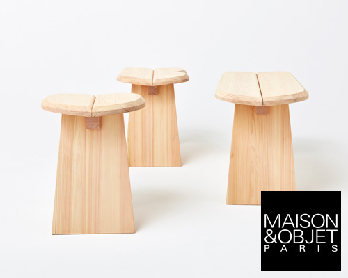 jasper morrison + wataru kumano craft 'stool' for more trees at maison & objet's 'en tea' café