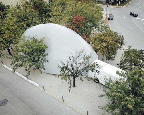 traveling SPACEBUSTER bubble makes landfall in NY, hosting concerts, lectures + events