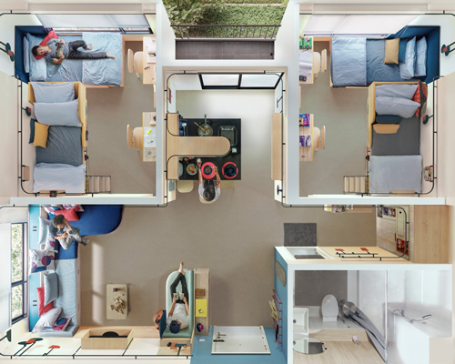 fabrica conceives flexible and functional co-living space for seven students in bangkok