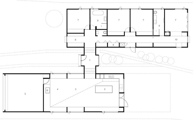moloney architects' two halves house features two equally-sized timber pavilions - 13