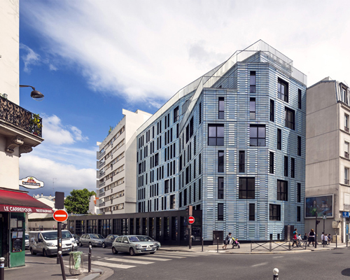 terracotta-clad social housing and restaurant in paris by PERIPHERIQUES