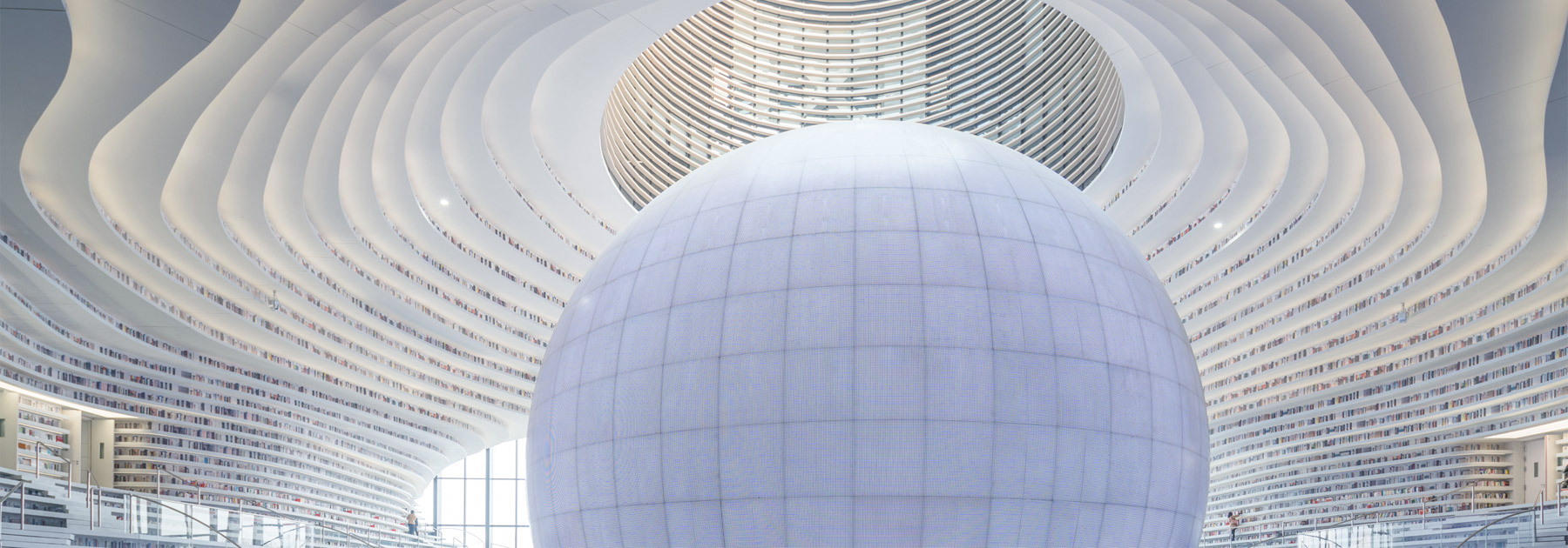 MVRDV shapes tianjin binhai library around luminous spherical auditorium