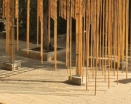 architecture students at bezalel academy created a reusable bamboo pavilion
