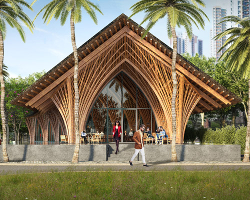 VTN architects' intricately arched restaurant in xiamen uses locally-sourced bamboo