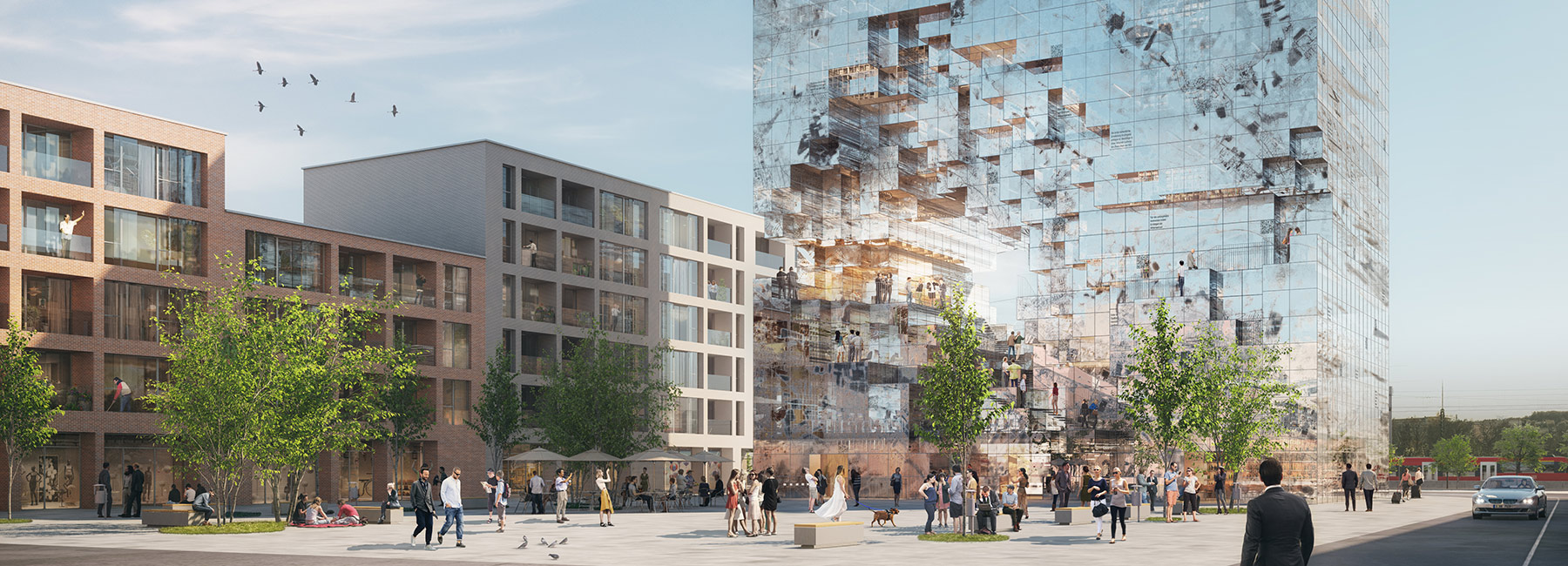 MVRDV plans office building in south germany with reflective fragmented façade