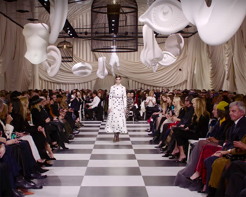 bureau betak designs surrealist checkered pavilion for dior's SS18 in paris designboom