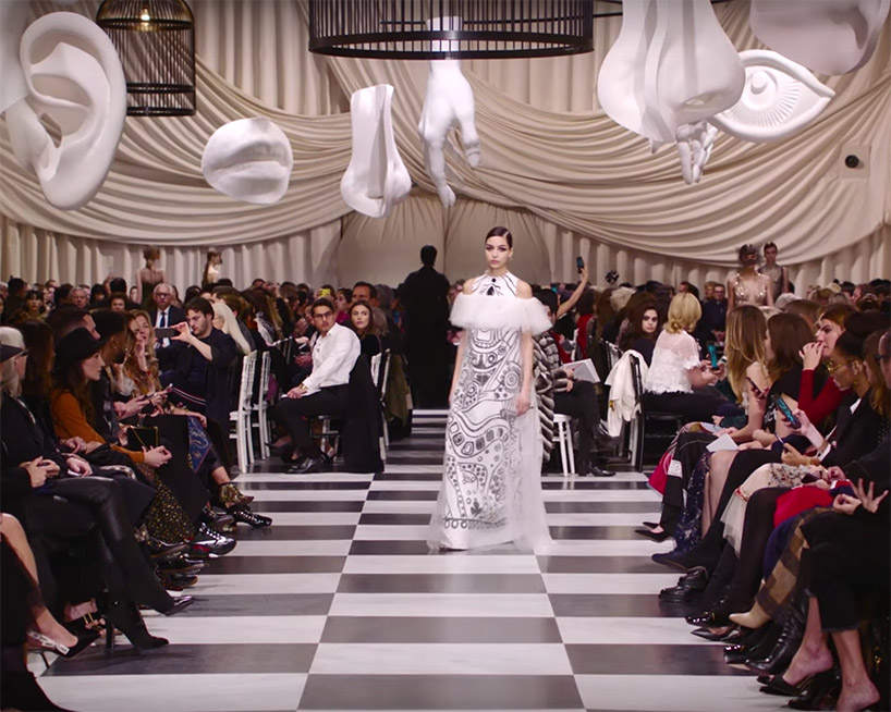 bureau betak designs surrealist checkered pavilion for dior's SS18 in paris designboom