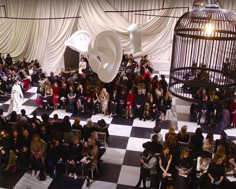 bureau betak designs surrealist checkered pavilion for dior's SS18 in paris designboom