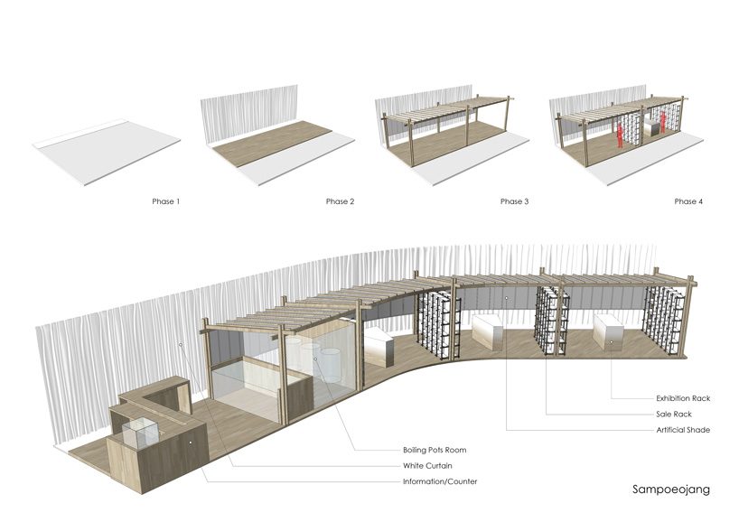 ginseng showroom by sml + the cornerz reinterprets traditional cultivating structure as retail area