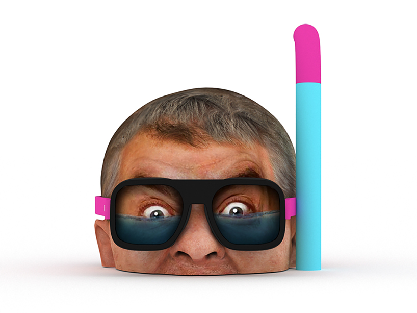 inflated damien hirst head