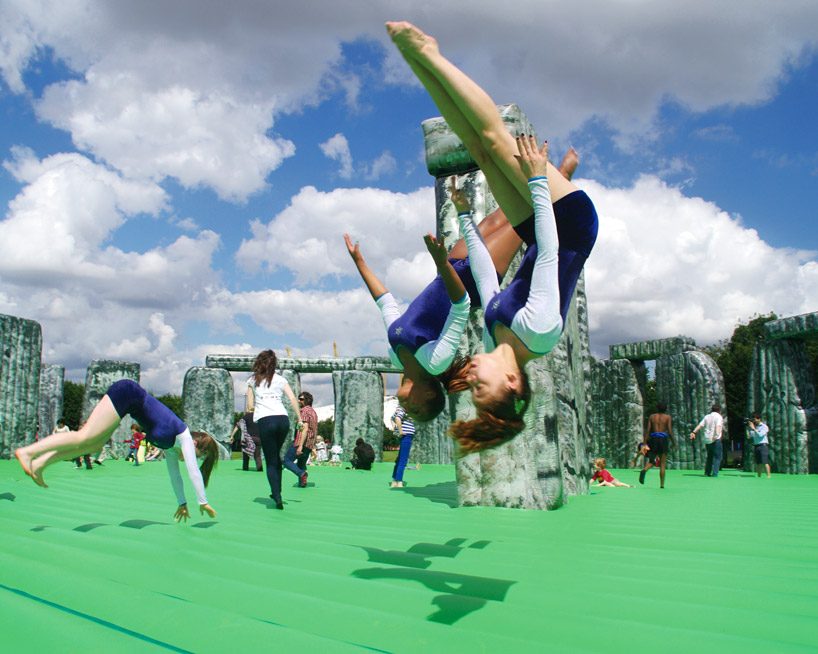 jeremy deller's inflatable stonehenge bounces its way to milan