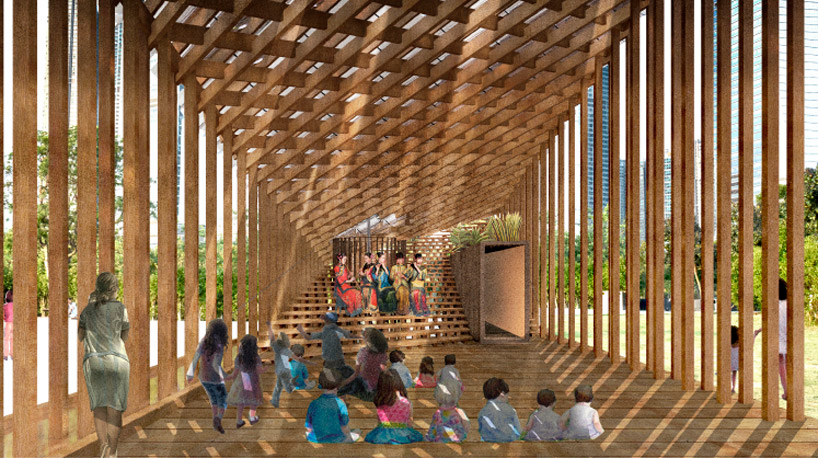 new office works' winning entry for west kowloon pavilion mimics the growth of trees