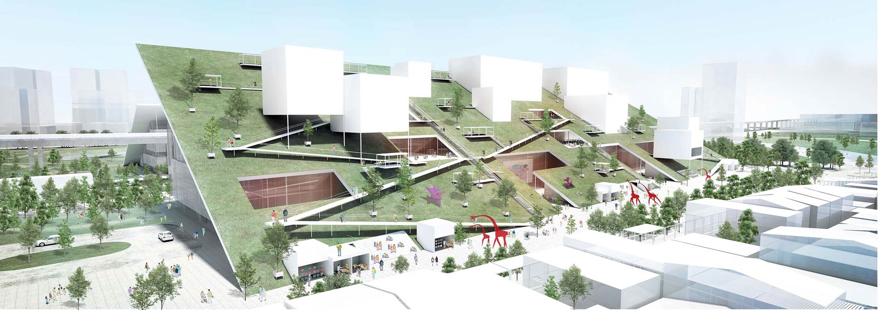 riken yamamoto & field shop: sloped rooftop park for taoyuan museum of art in taiwan