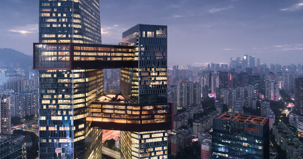 Form design idea #428: NBBJ connects shenzhen towers with skybridges to form tencent’s global HQ