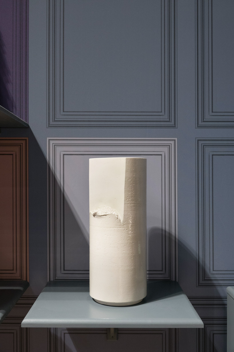 formafantasma creates cylindrical vases with cracks and imperfections for bitossi