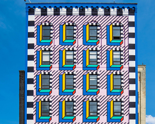 memphis-inspired mega-mural by camille walala emblazons brooklyn's industry city