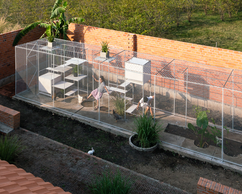 chickens and ducks feel a little less cooped in this tropical space habitat