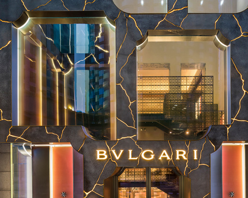 bulgari's flagship kuala lumpur store features a marble-veined façade designed by MVRDV