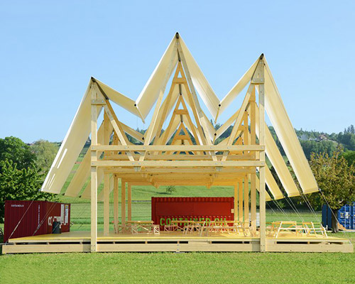 antonio scarponi's jungfrau pavilion in switzerland references the mountain panorama