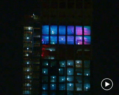 joel fitzpatrick simulates the northern lights in lower manhattan