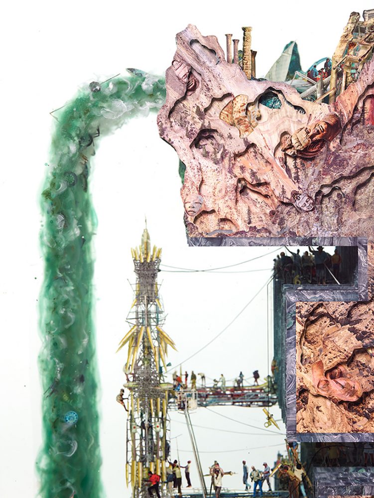 dustin yellin glass rocket waterfall