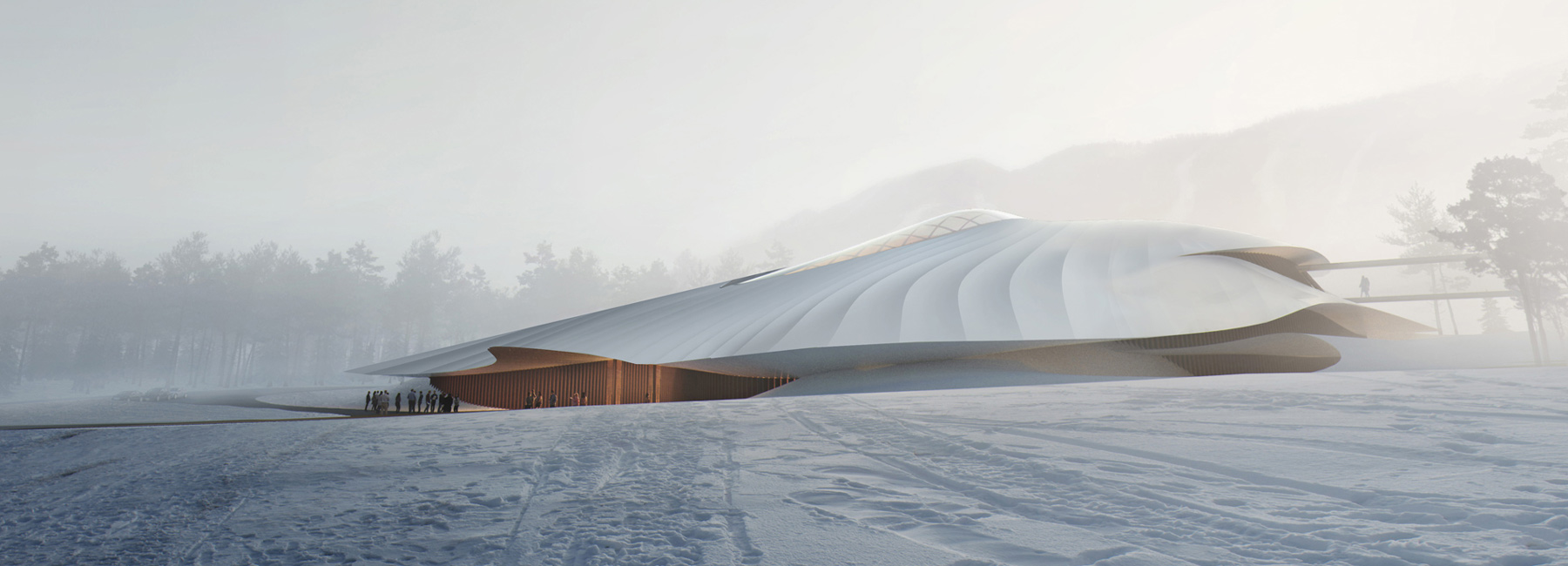 MAD's yabuli conference centre mimics the snow-capped mountains of northeastern china