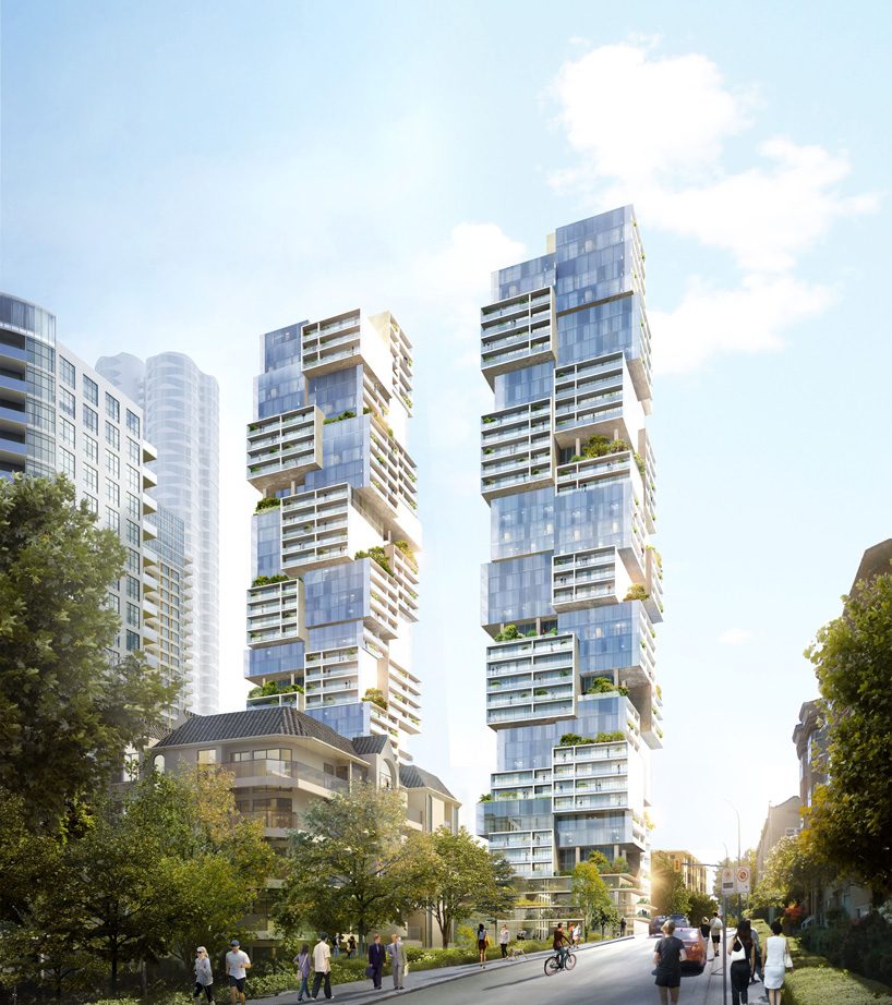 ole scheeren designs twin residential towers with offset volumes to resemble vancouver's diverse streetscape - 3