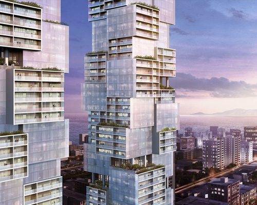 ole scheeren designs twin residential towers with offset volumes to resemble vancouver's diverse streetscape