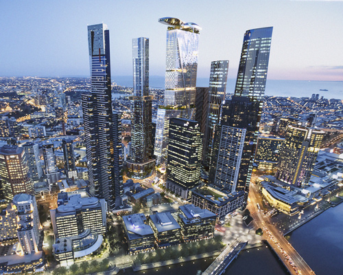 coop himmelb(l)au's melbourne tower proposal is topped with a cantilevered penthouse