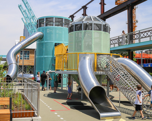 williamsburg's sweetwater playground has the domino sugar factory in its DNA