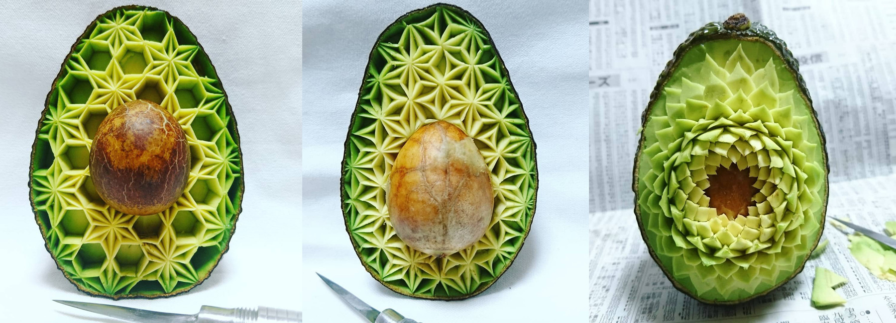 food carver 'gaku' transforms fruit and vegetables into edible masterpieces