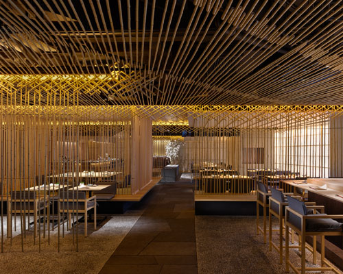 kengo kuma builds hong kong's také restaurant entirely out of bamboo